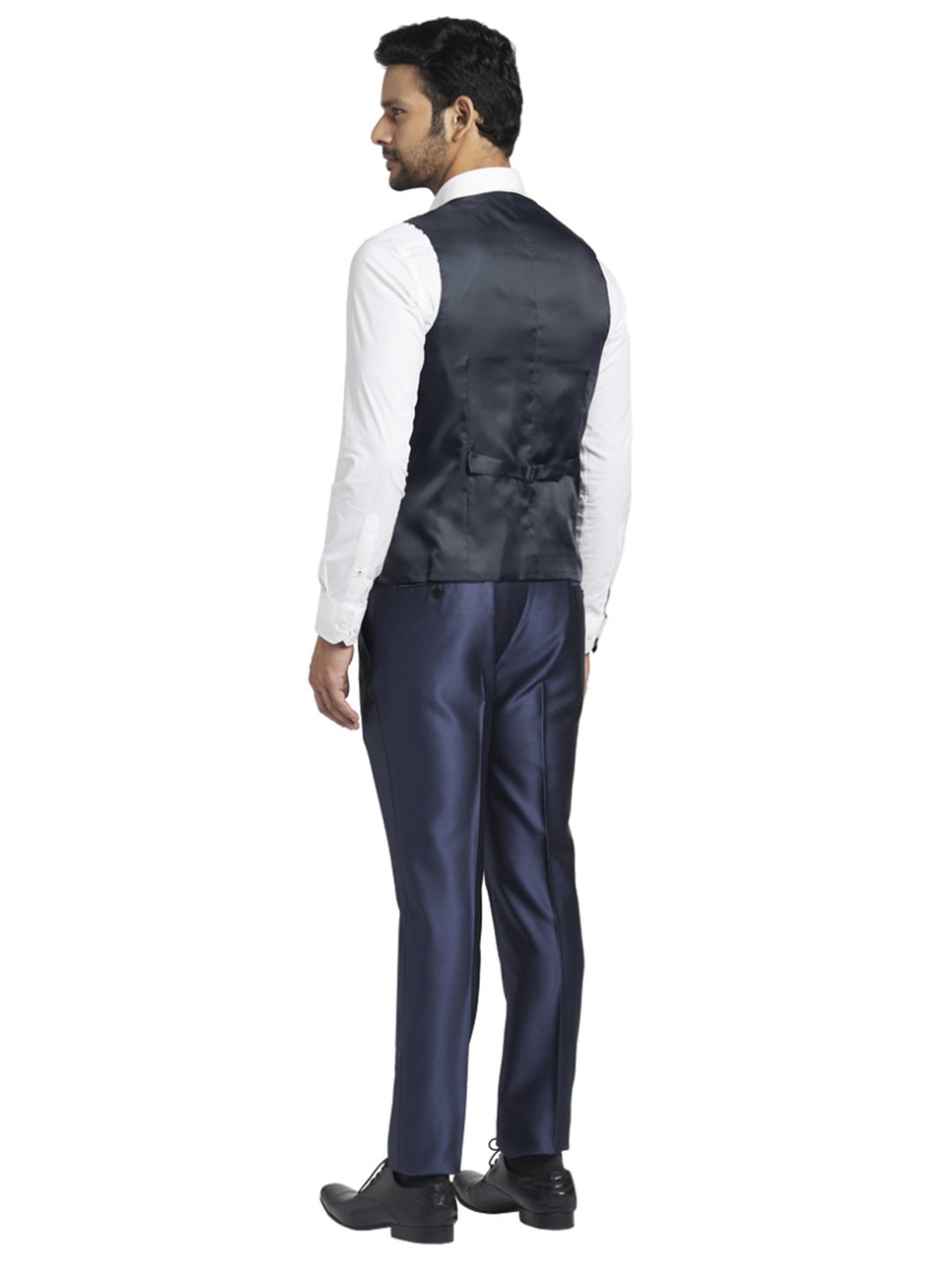 Parx Blue Regular Fit Three Piece Suit