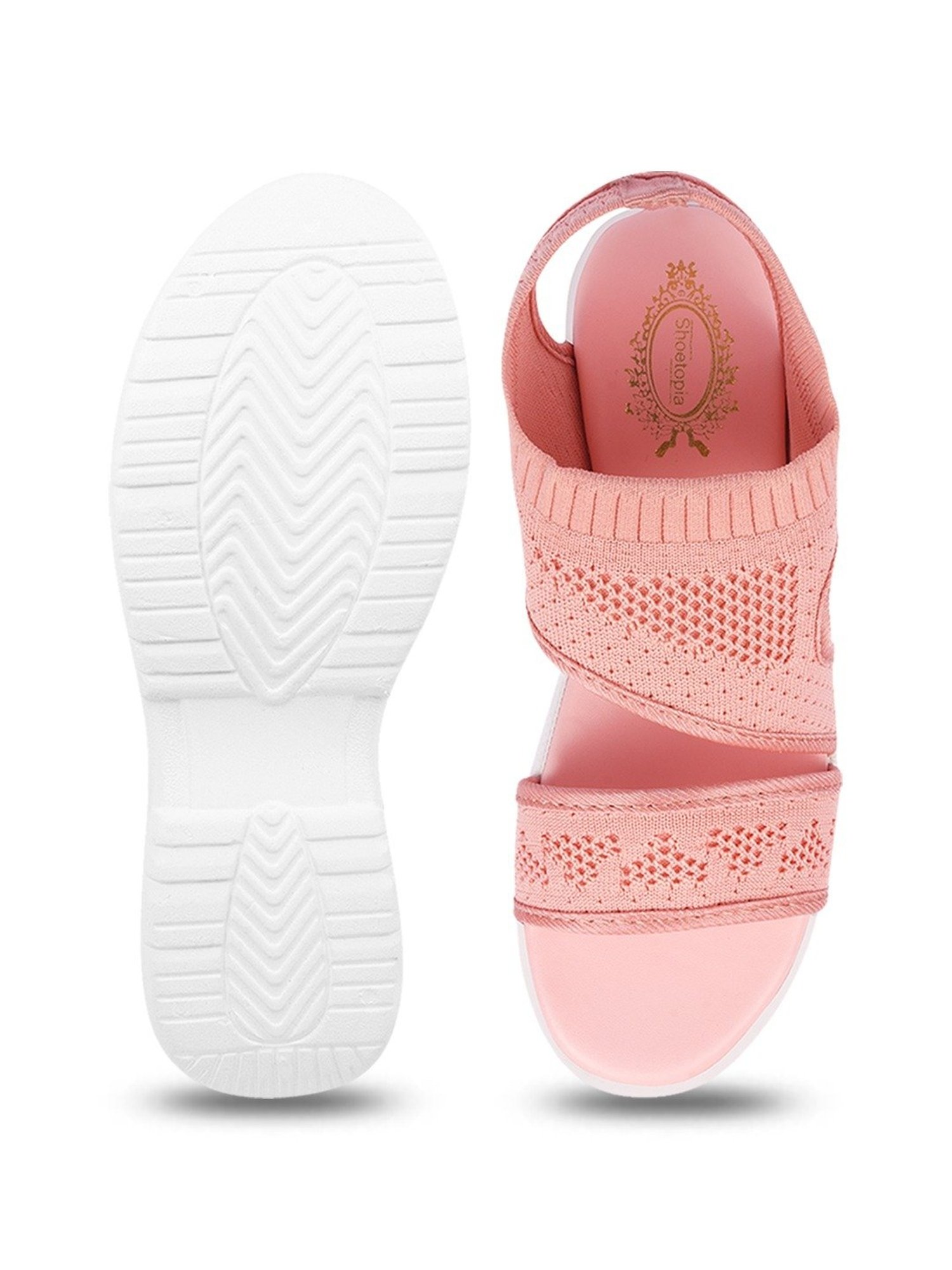 Shoetopia Women's Pink Ankle Strap Wedges