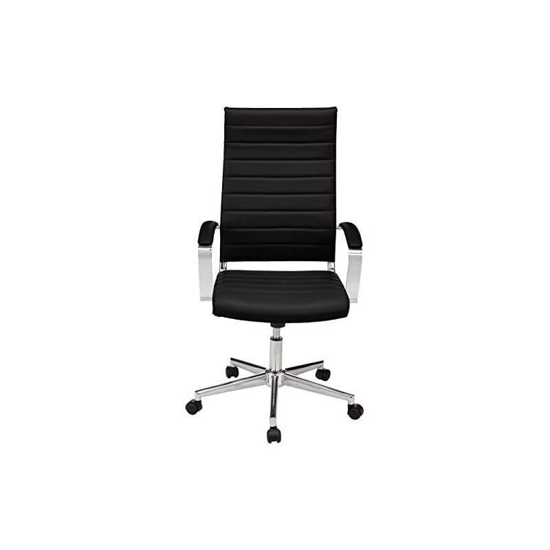 Basics High-Back Executive Swivel Office Desk Chair with Ribbed Puresoft Upholstery - Black, Lumbar Support, Modern Style
