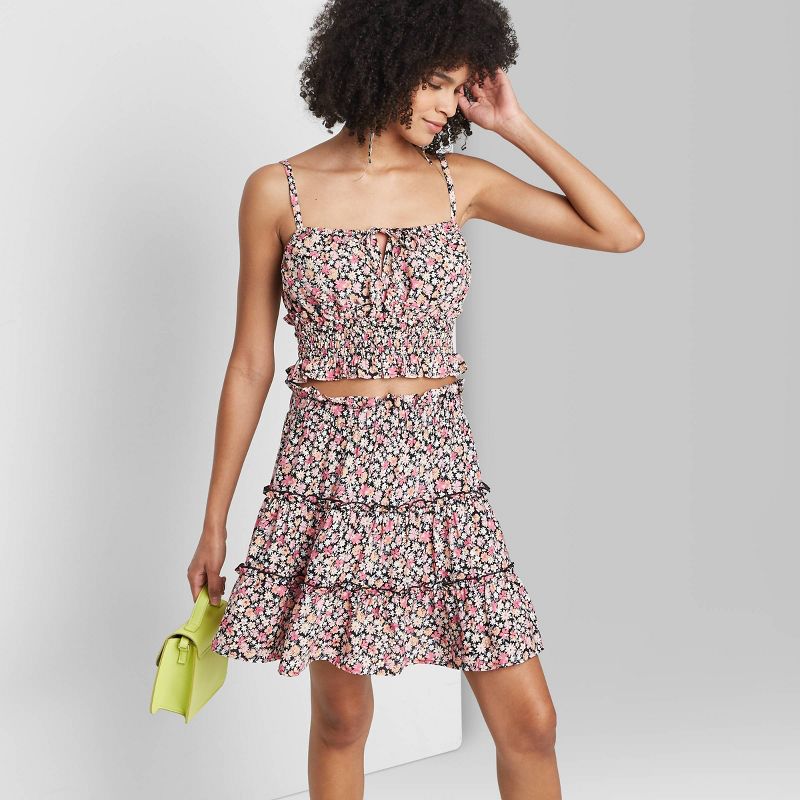 Eva Varro Animal Print Knit Jersey Wide Yoke A-Line Midi Skirt