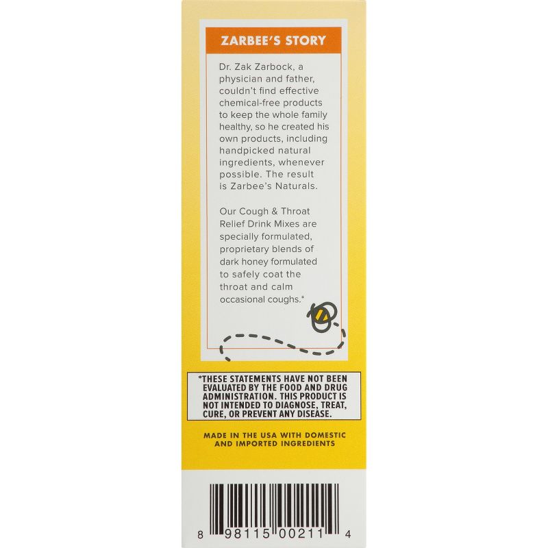 Zarbee's Naturals Cough & Throat Relief Daytime Drink Mix Powder - Natural Apple Spice - 6ct