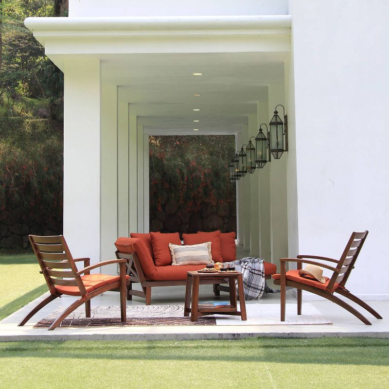 Westlake 3pc Wood Patio Chat Set with Cushion - Red Brick - Cambridge Casual