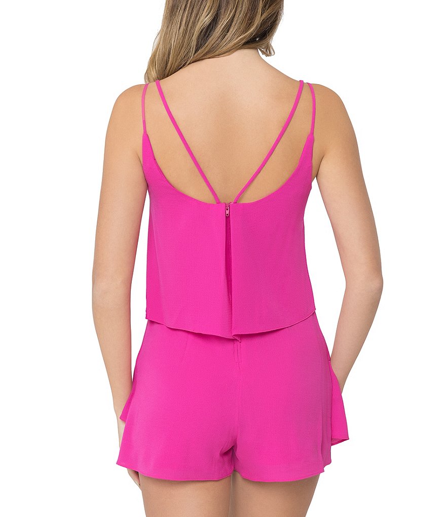 Celebrity Pink U-Back Frayed Hem Shortalls