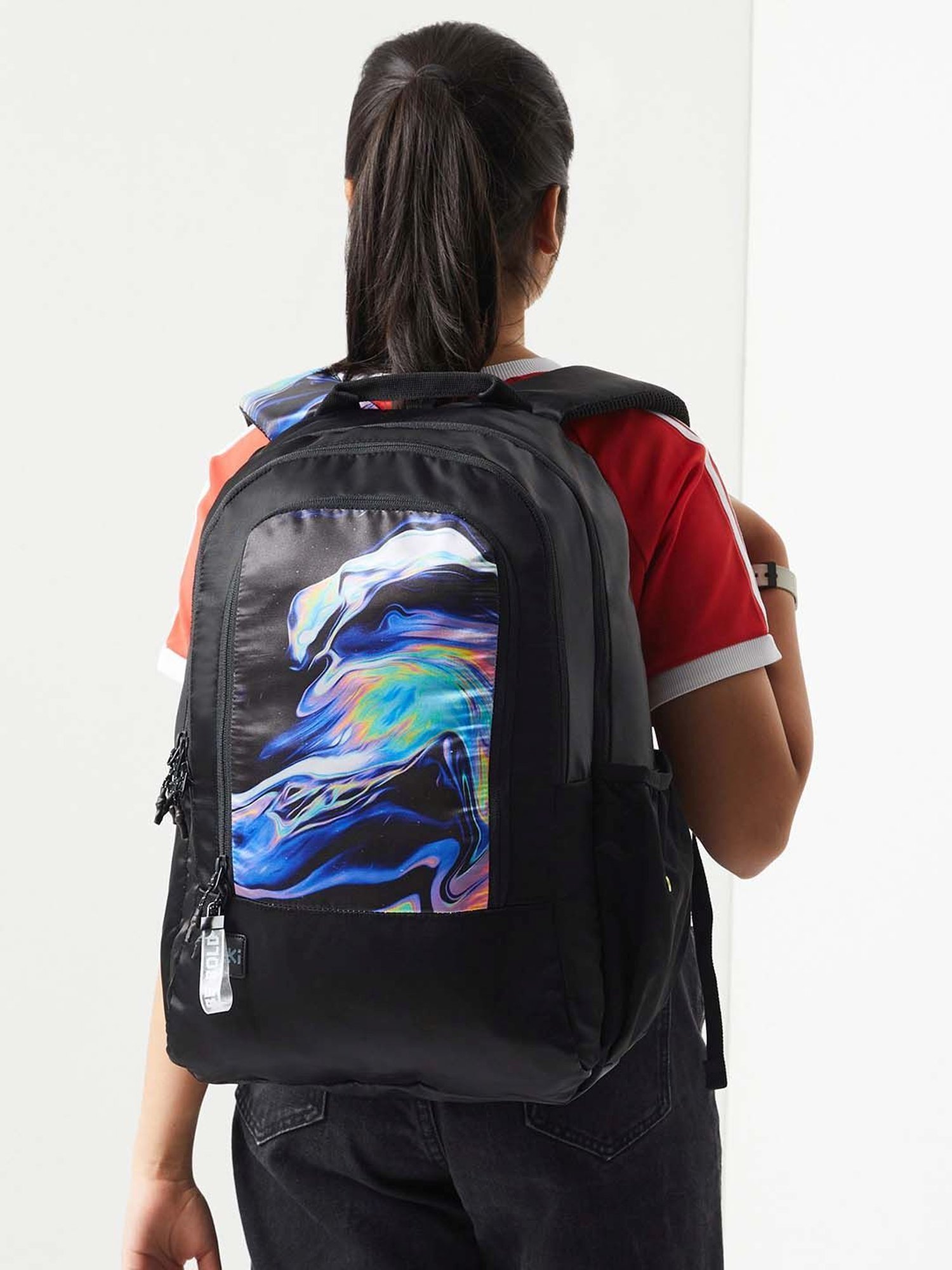 Wiki Back to School 2 Black Polyester Printed Backpack - 32 Ltrs