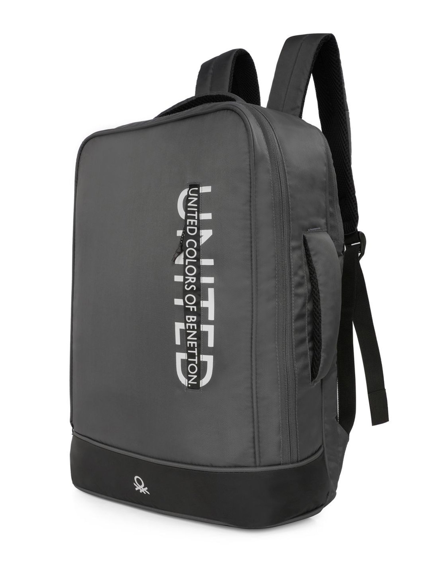 United Colors of Benetton Lennox Grey Polyester Solid Laptop Backpack - 20 Ltrs