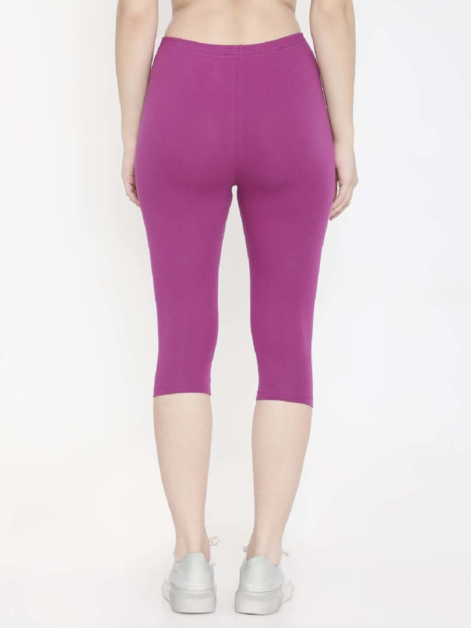 FEELINGS Purple Cotton Plain Capris
