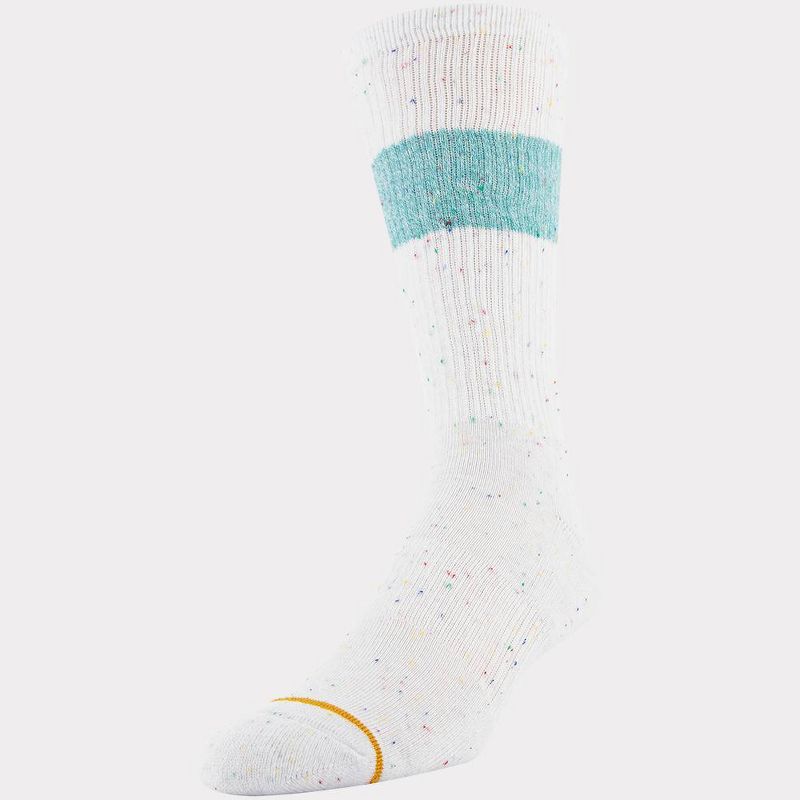Signature Gold by GOLDTOE Men's Native Nomad Crew Nep Sport Stripe Socks 2pk - Seaglass 6-12.5