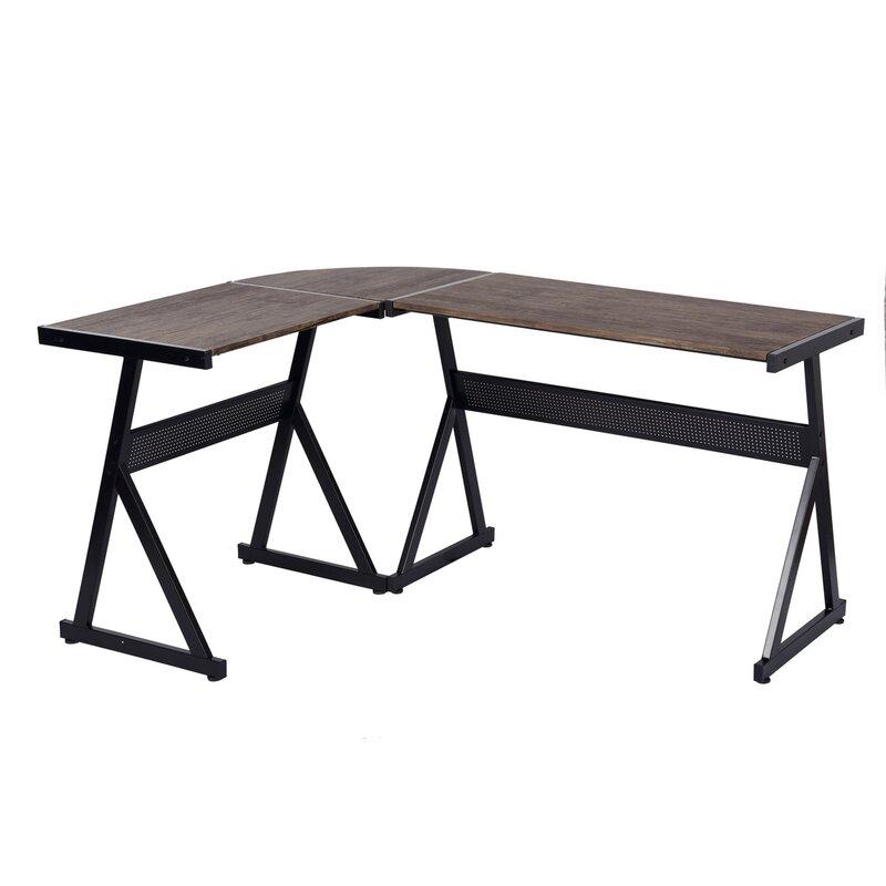 Industrial Wood L-Shape Office Table Writing Desk Computer Desk