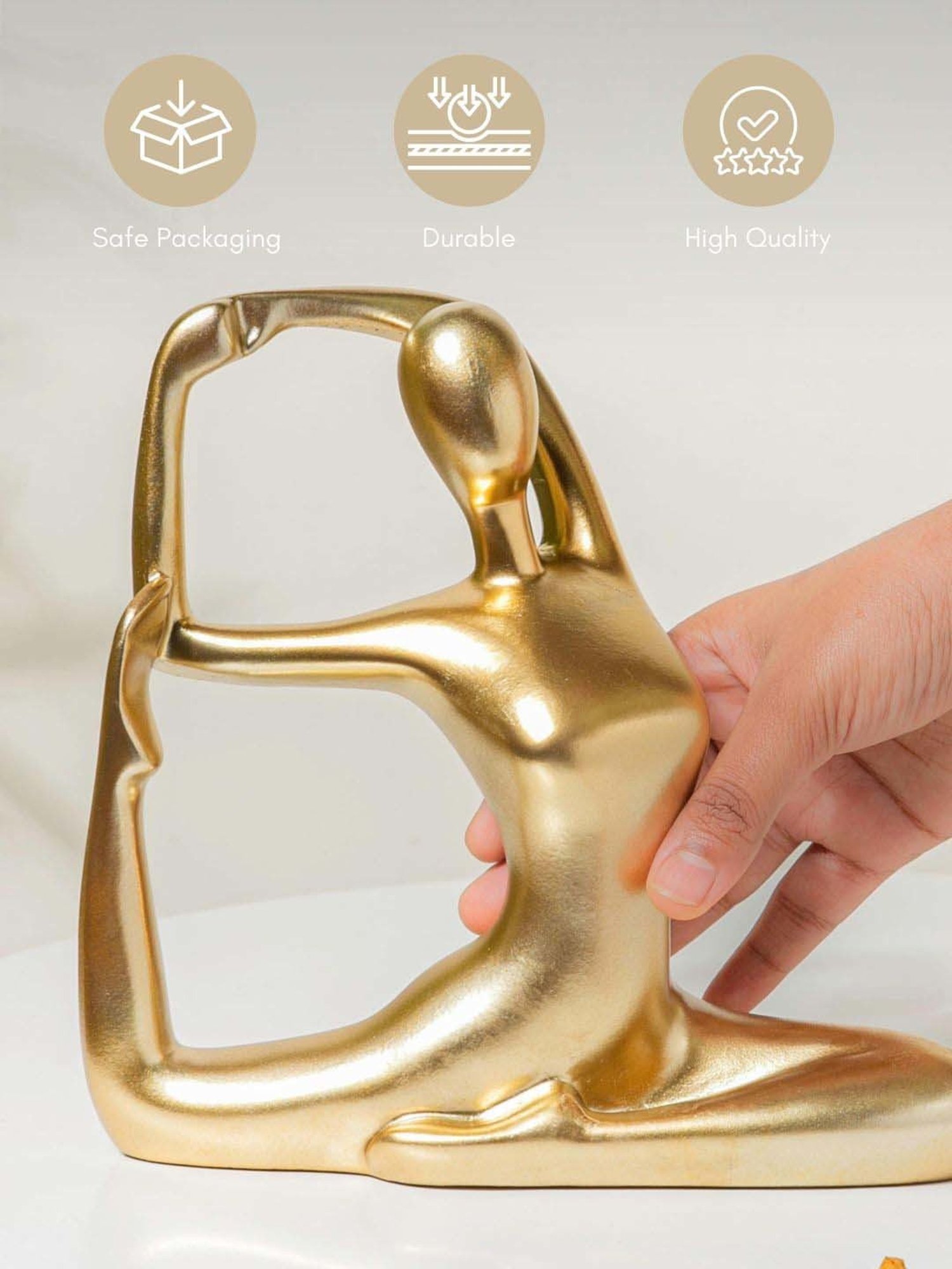 Nestasia Artisanal Stunning Golden Resin Made Showpiece Sitting In Pigeon Pose For Home Decoration