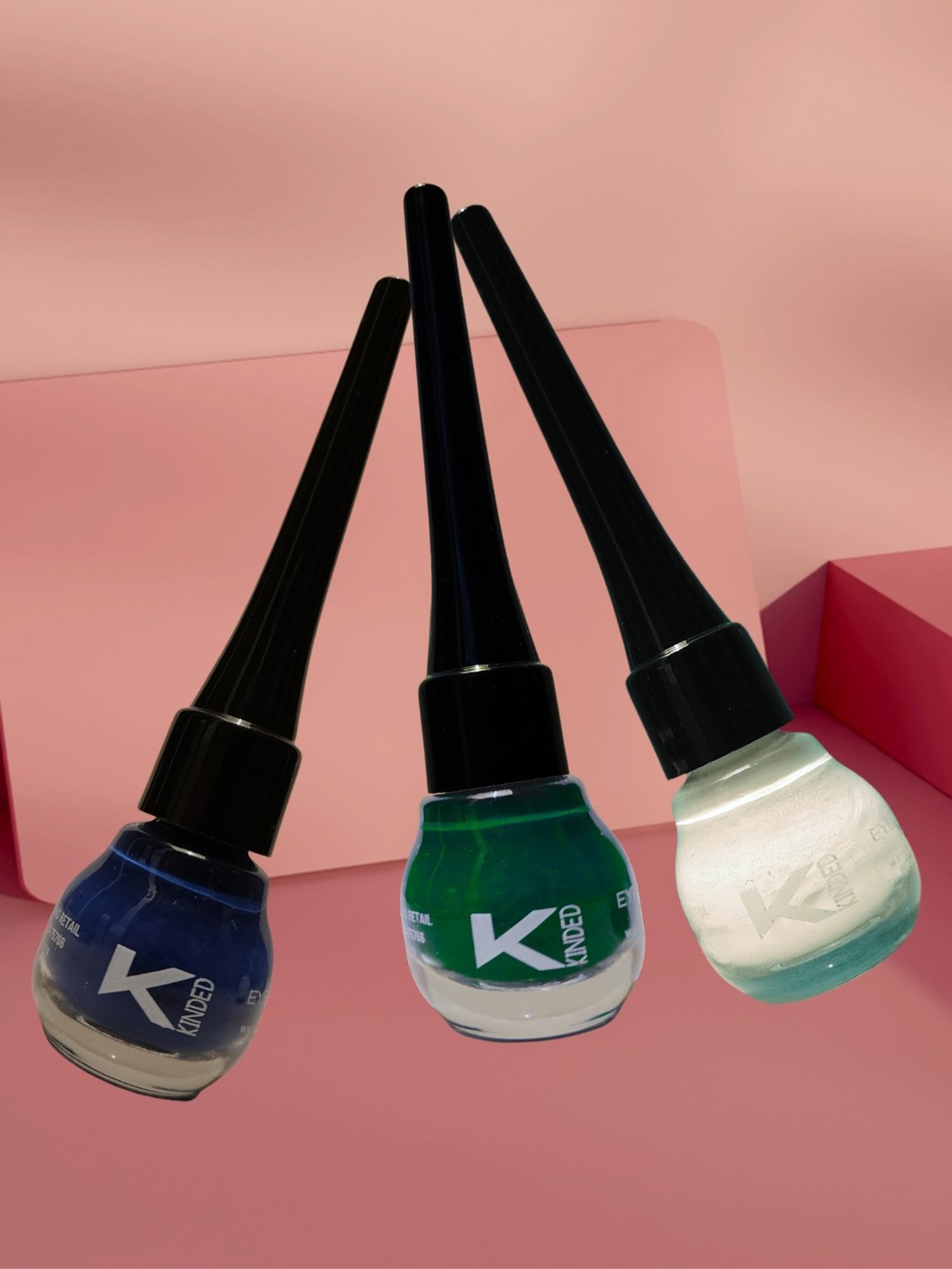 KINDED Liquid Eye Liner Royal Blue, White Pearl & Dapper Green Combo