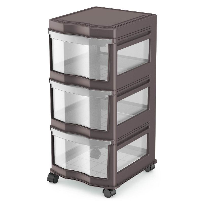 Life Story Classic Gray 3 Shelf Home Storage Container Organizer Plastic Drawers with Wheels for Closet, Dorm, or Office