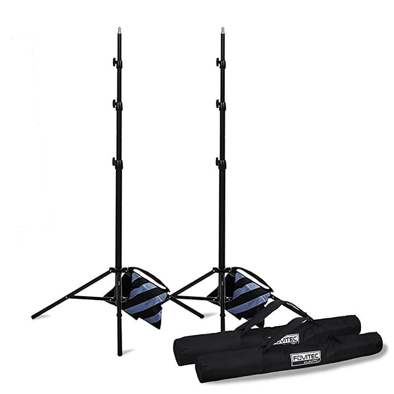 1x 98quot Photography amp Video Light Stand Kit for Lights Reflectors ModifiersCollapsibleSpring CushionedErgonomic KnobsBags amp Sandbags Included