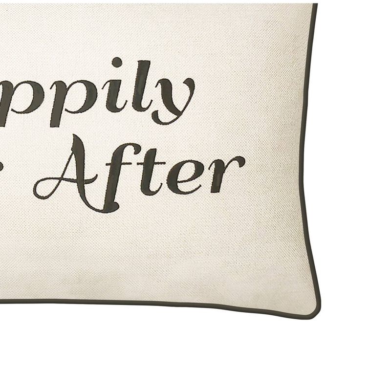 "Happily Ever After" Poly Velvet Lumbar Throw Pillow Ivory - Edie@Home