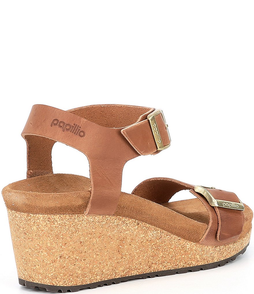 Papillio by Birkenstock Soley Leather & Cork Ankle Strap Wedges