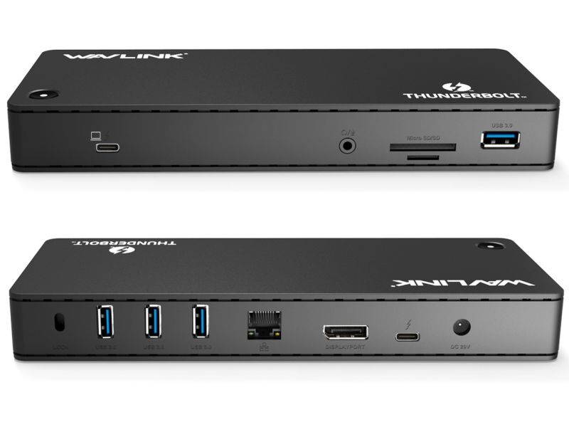 WAVLINK Thunderbolt 3 Dock-180W DC Power Adapter (85W Charging) Dual 4K@60Hz Display,2X Thunderbolt 3 up to 40Gb/s, DP1.2, 4X USB 3.0 Ports, SD Card Slot, LAN for Mac/Windows Thunderbolt 3 Laptops PC