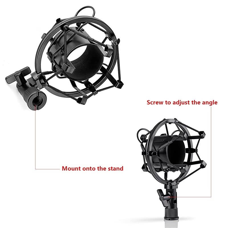 USB Microphone for Windows and Mac with Suspension Scissor Arm Stand Shock Mount Pop Filter USB Cable and Table Mounting Clamp Kit for Broadcasting and Sound Recording Blue and Silver