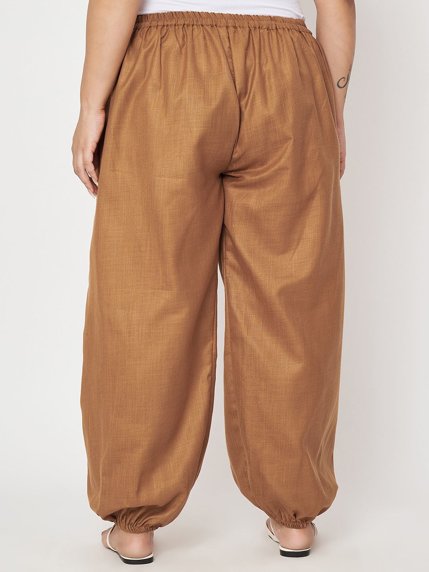 9rasa Mustard Printed Plus Size Pants