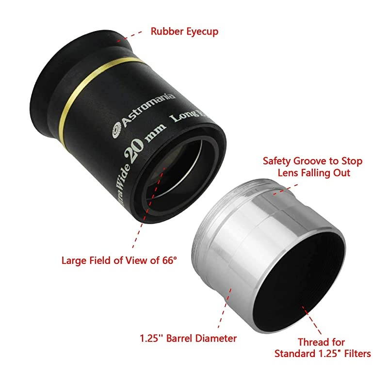 125quot 20mm 66Degree Ultra Wide Angle Eyepiece for Telescope