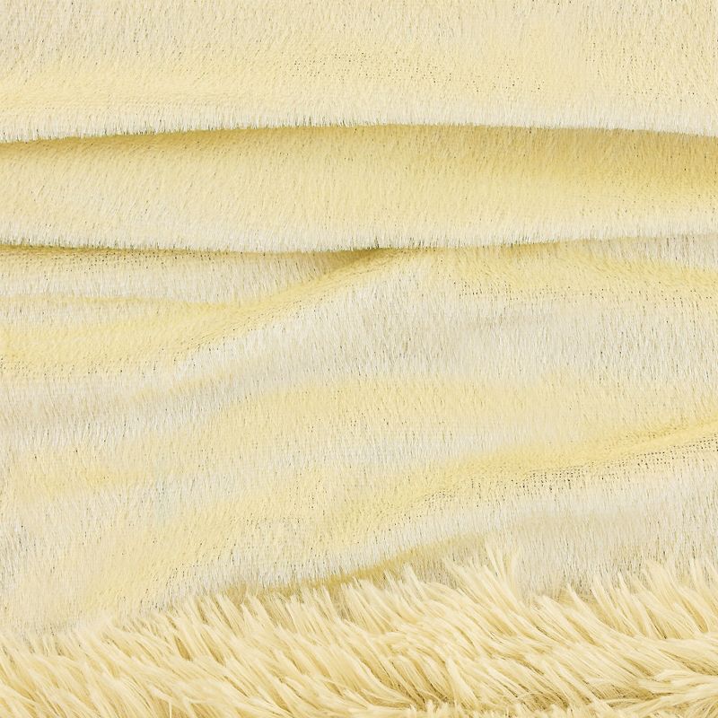 1 Pc Full/Queen Microfiber Long Shaggy Bed Blankets Pale Yellow  - PiccoCasa
