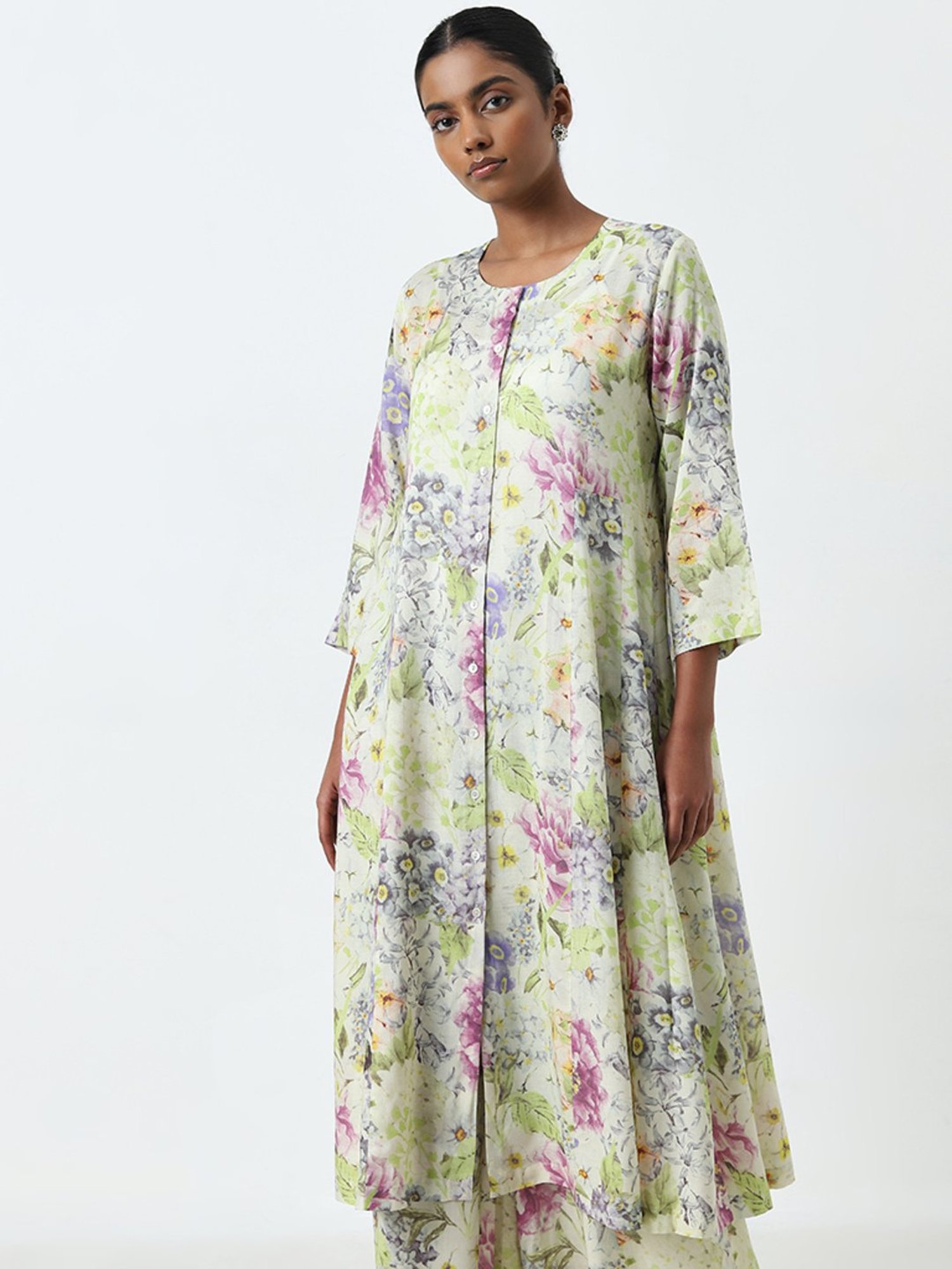 Zuba by Westside Multicolour Floral A-Line Shirt Kurta