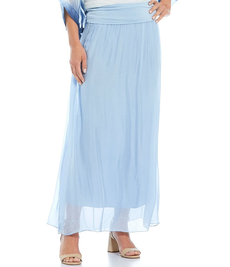 M Made in Italy Silk Blend Maxi Skirt