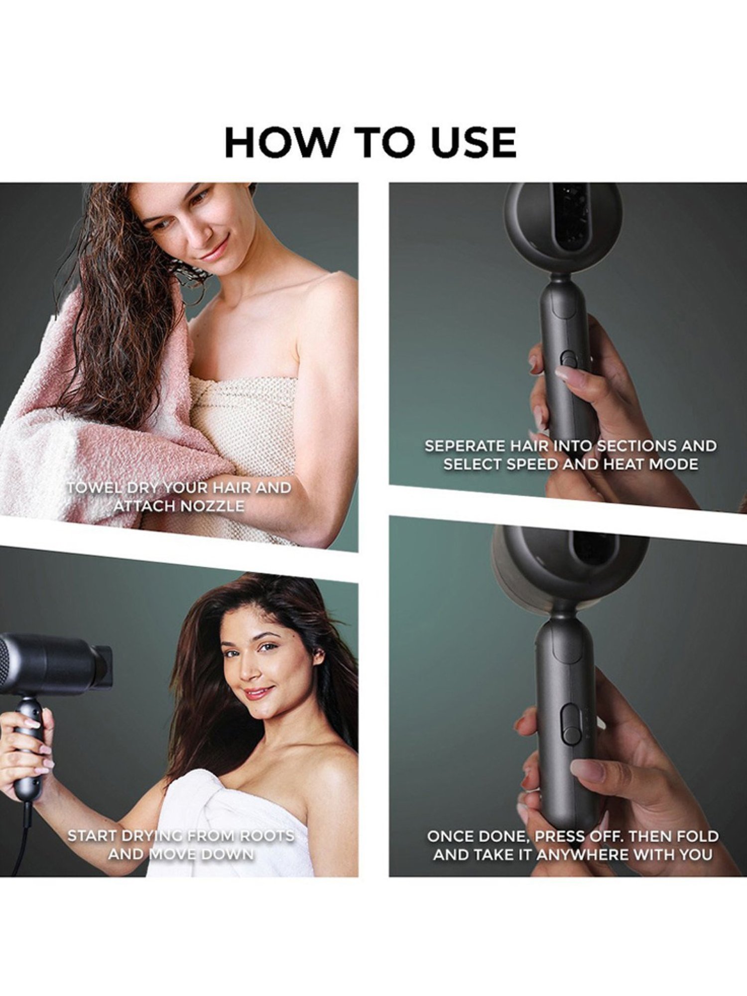 WINSTON Hair Dryer with Foldable Compact Design (1200 Watt)