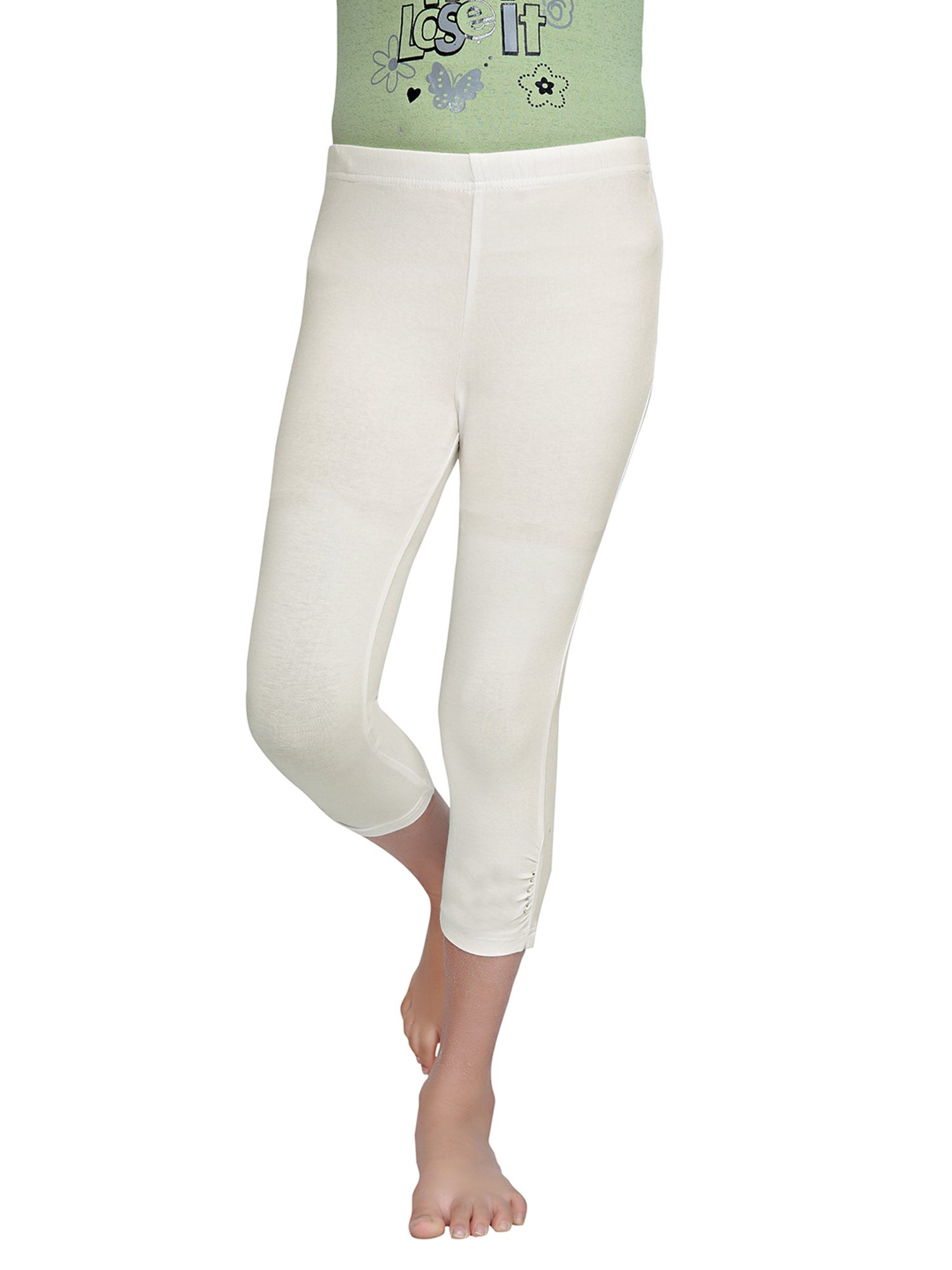 Tiny Girl Cream Solid Leggings