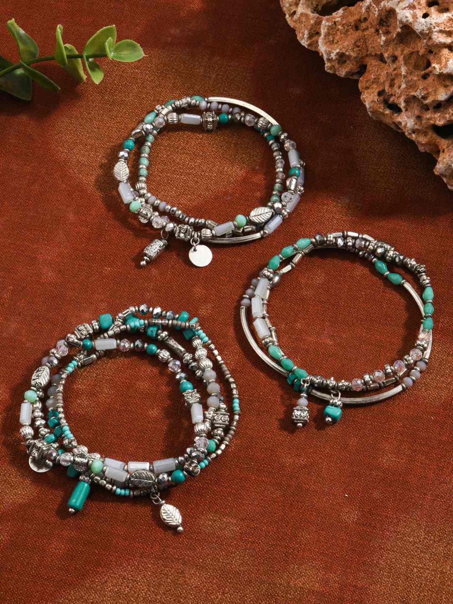 Accessorize London Women's Turquoise Stretch Bracelets Multipack