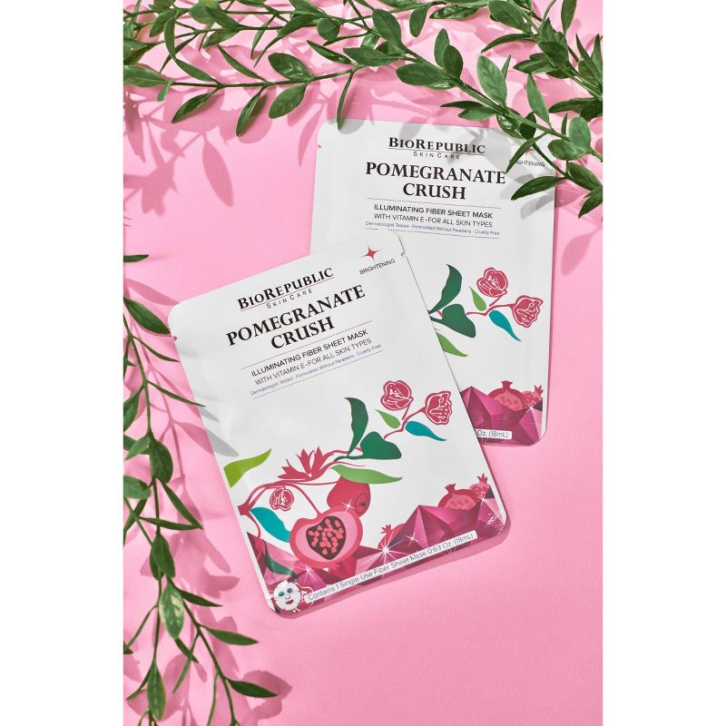 BioRepublic Skincare Illuminating Fiber Face Mask Sheets - Pomegranate Crush - 3ct