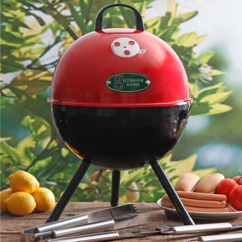 Gibson Kingston 2 Piece BBQ Grill Set in Black and Red