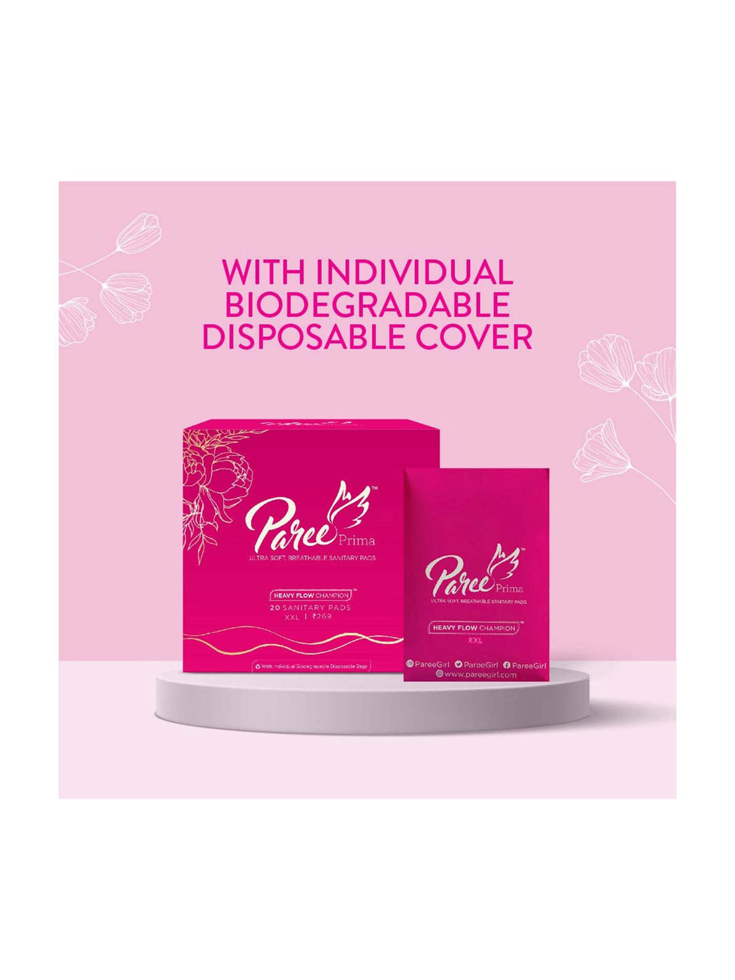 Paree Prima Ultra Soft Sanitary Trifold XXL Pads for Women - 20 Pcs