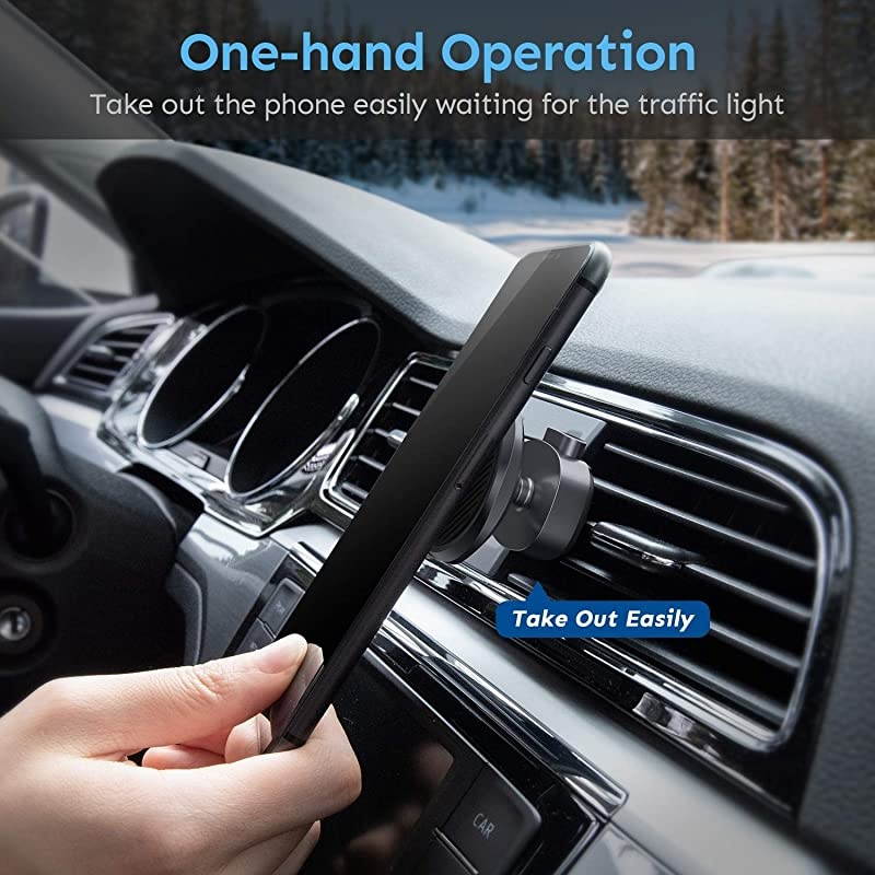 Magnetic Phone Car Mount  Cell Phone Holder for Car Universal Air Vent Magnet Car Phone Mount Fits iPhone 11 Xs Max XR X 8 7 6S 6 Plus and Most Smartphones Space Grey