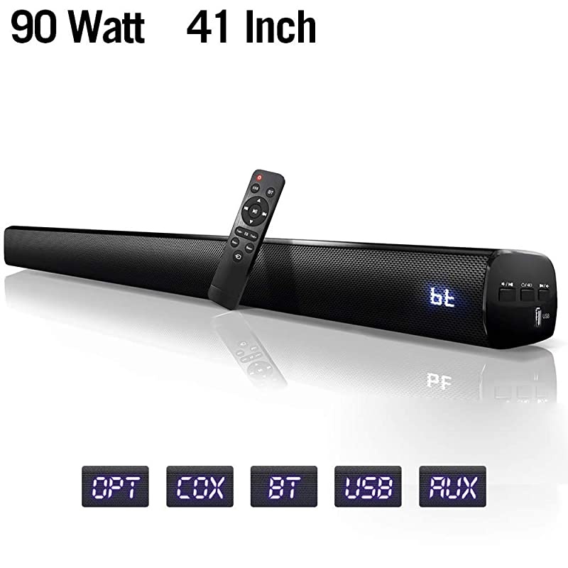bar for TV 22 Channel 41 Inch TV bar with Builtin Dual Subwoofer 105 dB 3D Surround Strong Bass Remote Optical AUX Coaxial Cable Included
