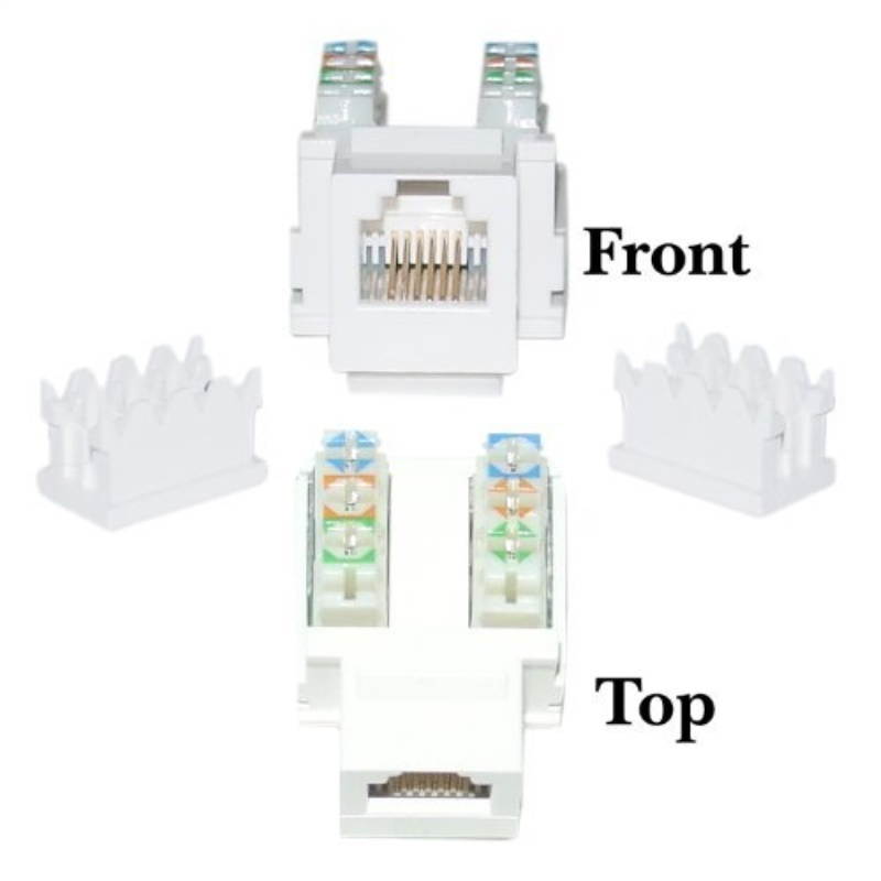 Offex White Keystone Insert Phone/Data Jack, RJ11 / RJ12 Female to 110 Type Punch Down