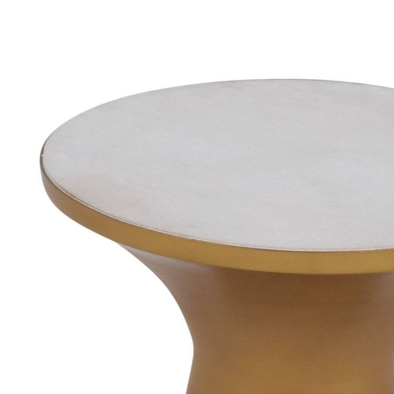 Jaipur Round End Table Brass/Gold and Marble - Steve Silver