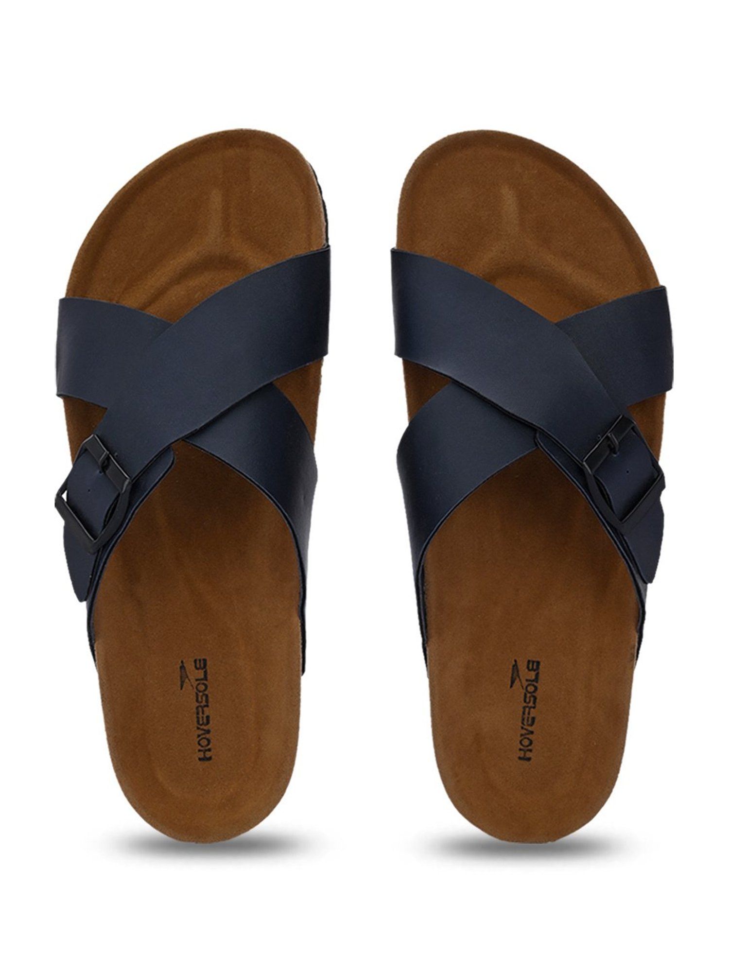 Hoversole Men's Navy Cork Cross Strap Sandals