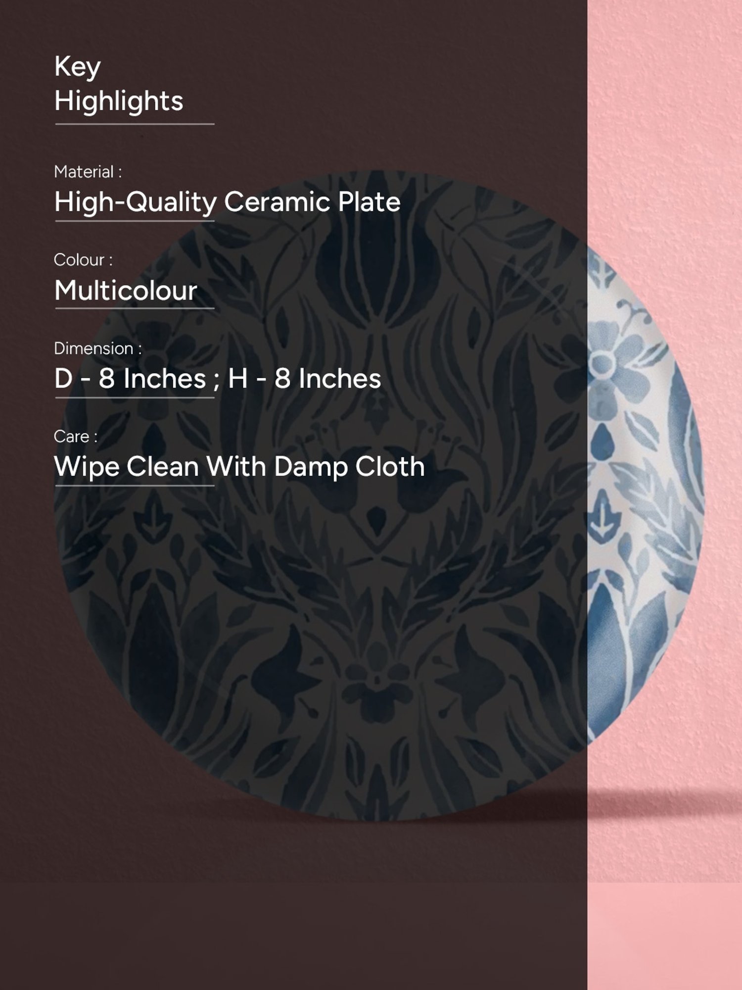 Nestroots Indigo Classic Multicolor Porcelain Wall Plate