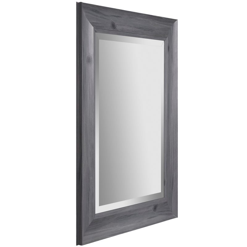 16"x20" Scoop Framed Beveled Wall Accent Mirror Gray - Gallery Solutions