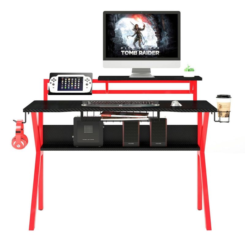 PVC Coated Ergonomic Metal Frame Gaming Desk Black/Red - The Urban Port