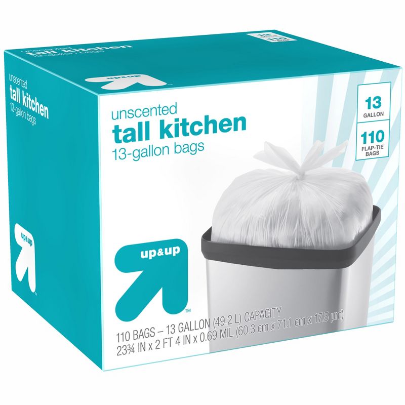 Tall Kitchen Flap-Tie Trash Bags - 13 Gallon - 110ct - up & up™