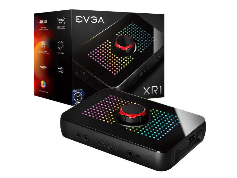 EVGA XR1 Capture Card, Certified for OBS, USB 3.0 Capture Device, 4K Pass Through, ARGB, Audio Mixer, PC, PS5, PS4, Xbox Series X and S, Xbox One, Nintendo Switch