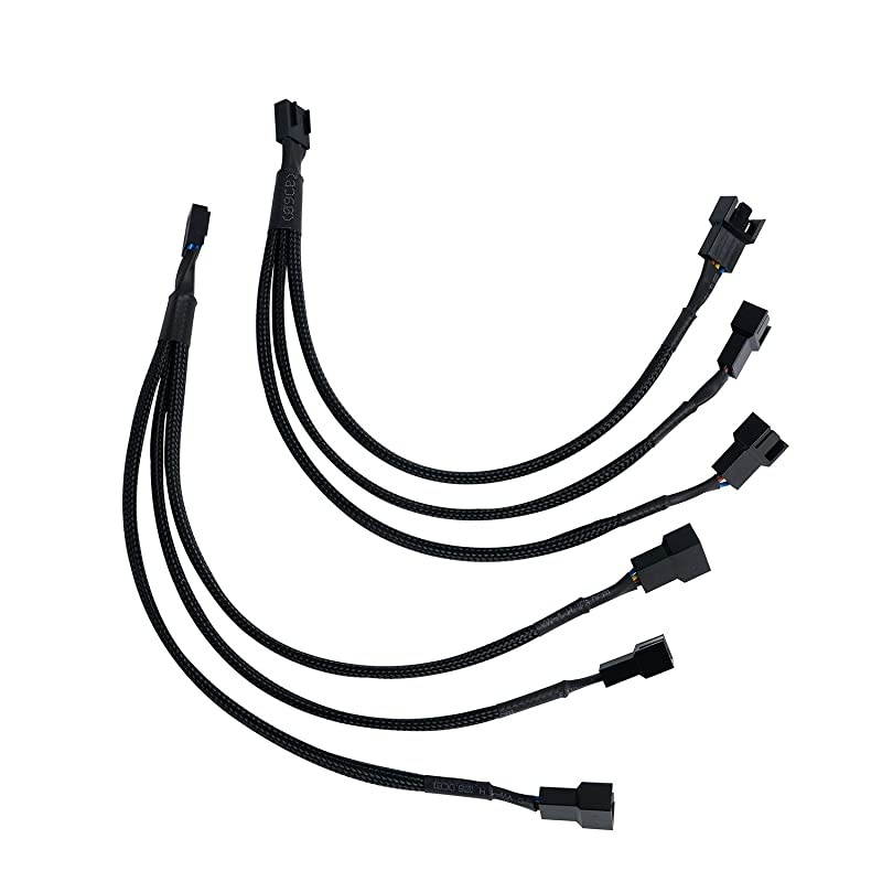 PWM Fan Splitter 4 Pin Fan Extension Power Adapter Cable Sleeved Braided Y Splitter Computer PC Cable 1 to 3 Converter 105 inch 2 Pack