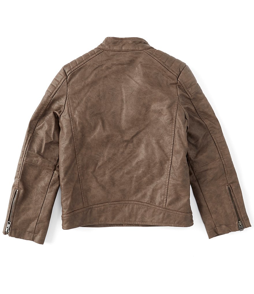 First Wave Big Boys 8-20 Brown Pleather Moto Jacket