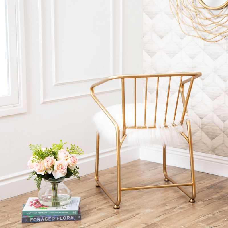 Miley Faux Fur Dining Chair Gold - Abbyson Living