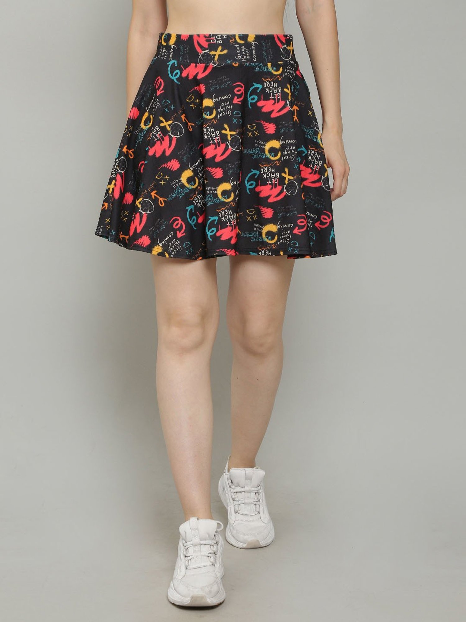 N-Gal Black Printed Mini Skirt