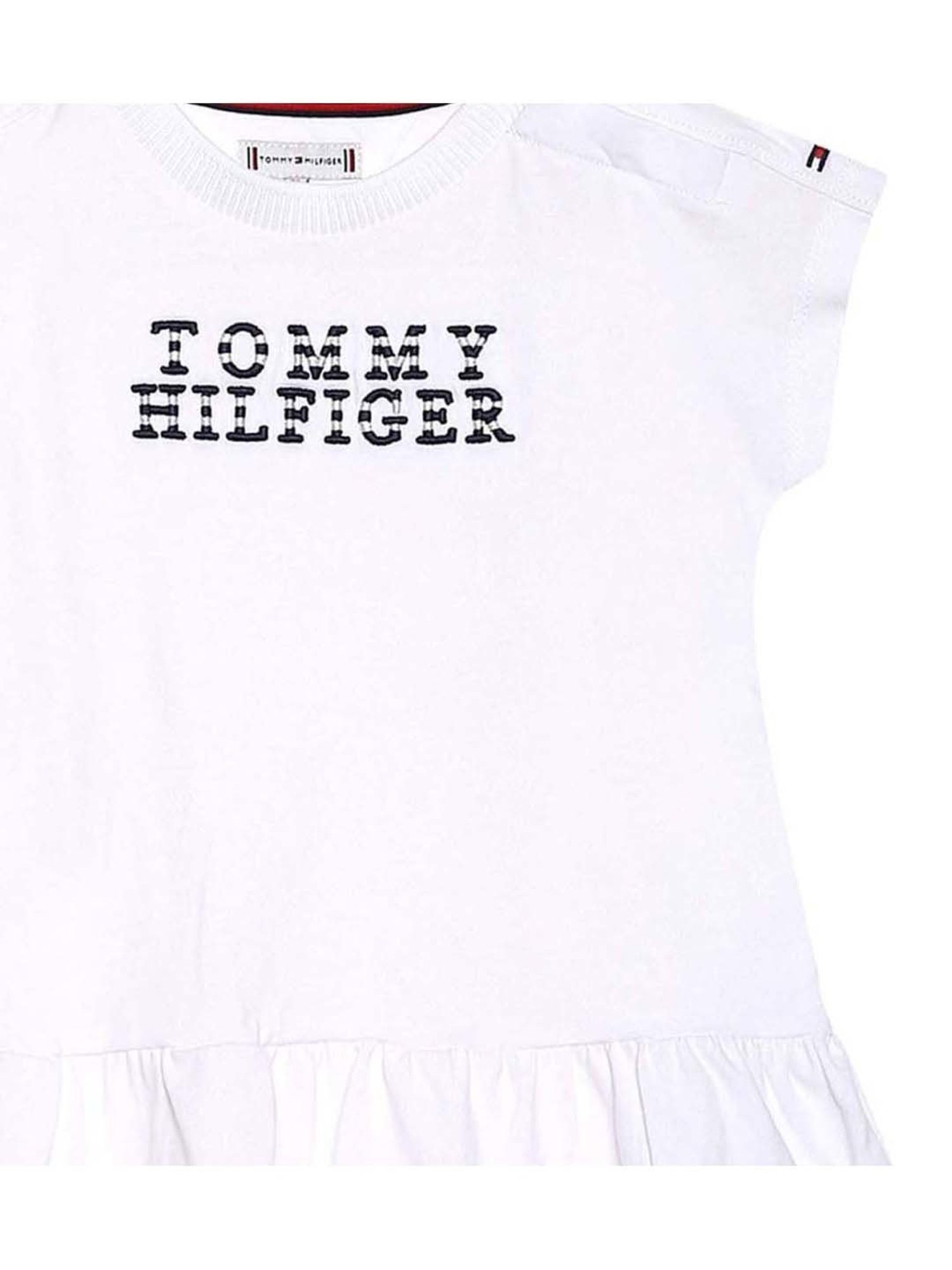 Tommy Hilfiger Kids White Cotton Logo Dress