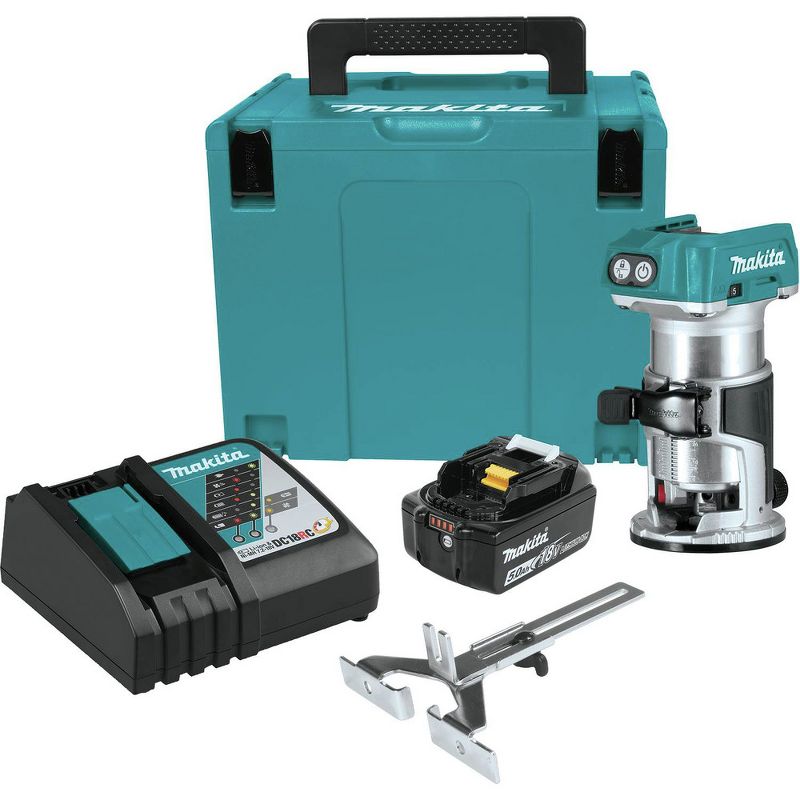 Makita XTR01T8J 18V LXT Lithium-Ion Brushless Cordless Compact Router Starter Kit (5.0Ah)