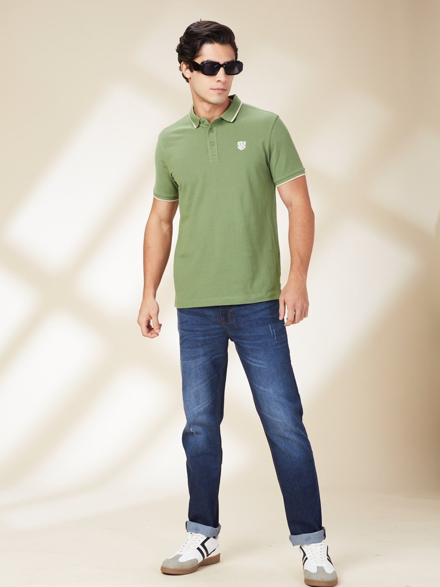 Being Human Dark Green Regular Fit Polo T-Shirt