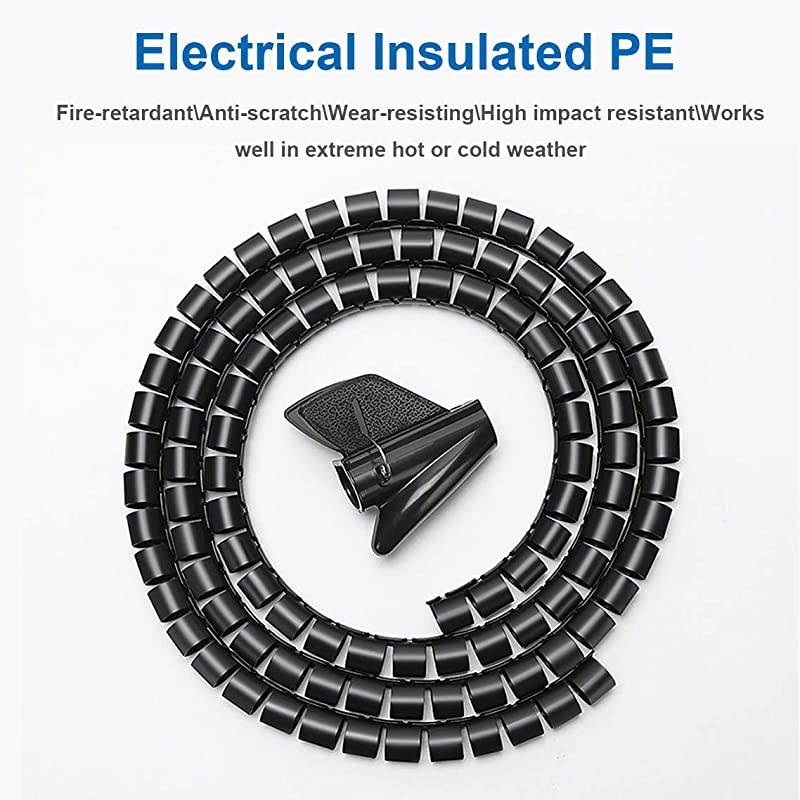 Cable Management Sleeve EZ Cord Bundler 1quot Diameter wZip Clip Cable Zipper Wire Wrap Cord Organizer Cable Tube Hider Flexible amp Expandable Home amp Office Wire Concealer for PC TV Computer Cinema