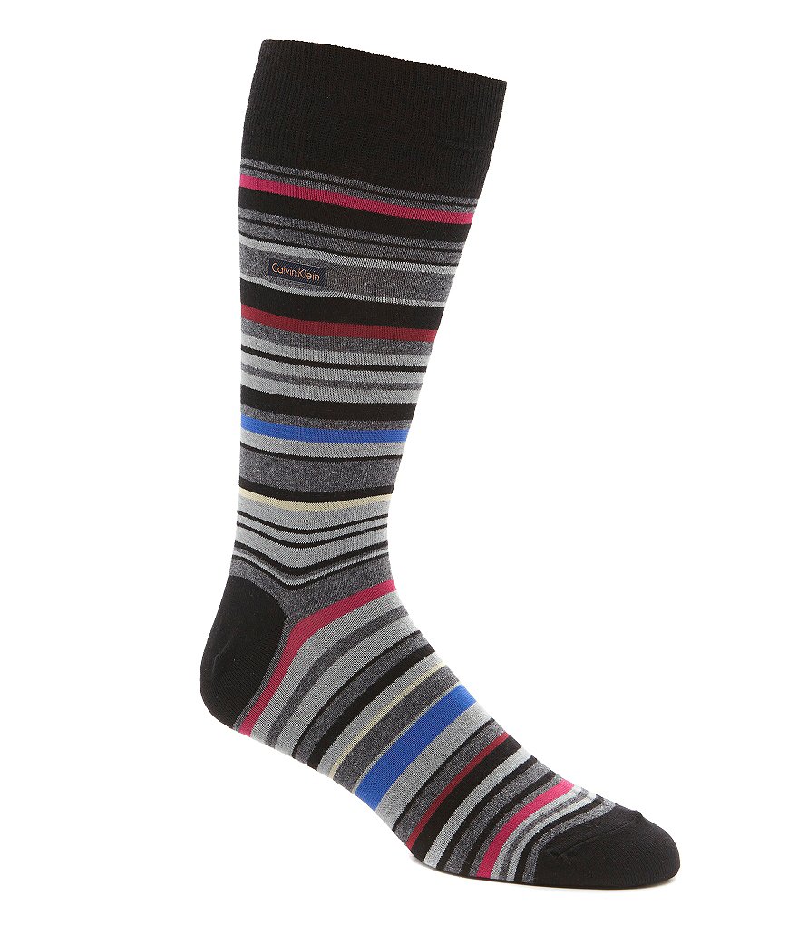 Calvin Klein Barcode Multi-Stripe Casual Crew Socks